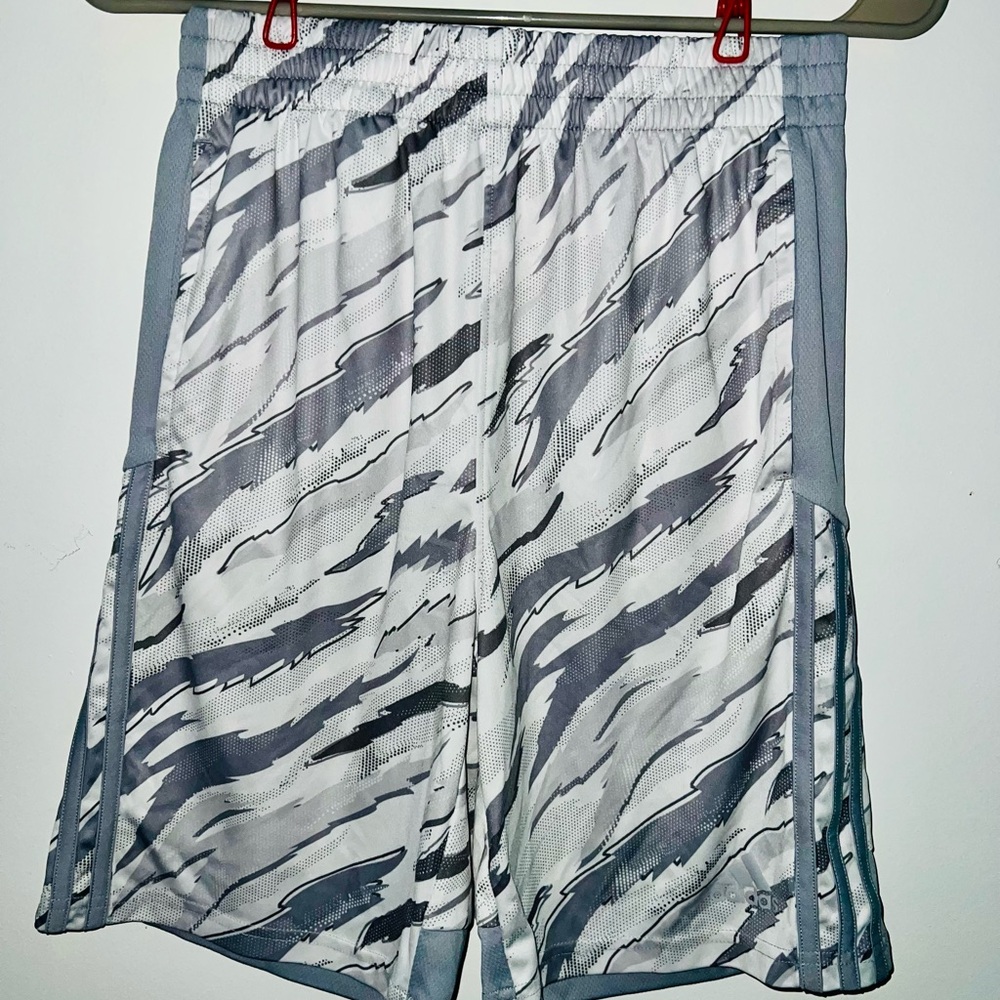 Adidas Gray Athletic Shorts with Dynamic Pattern